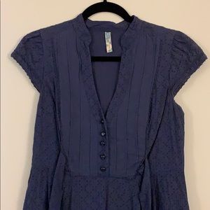 Navy blue Anthropologie eyelet dress by Maeve